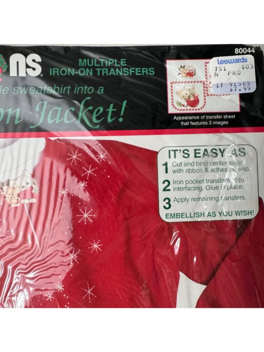 Dimensions Festive Felines Iron-On Transfer Kit Holiday Fashion 1992 Cats Kitten - Picture 4 of 8
